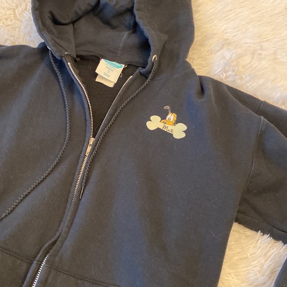 DISNEY | Pluto Black Hooded Zippered Cotton Sweatshirt unisex Small - Picture 8 of 8